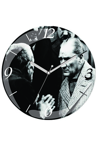 ART HEDİYE Ceas de perete din sticlă reală cu diametrul de 30 cm, silențios, ...