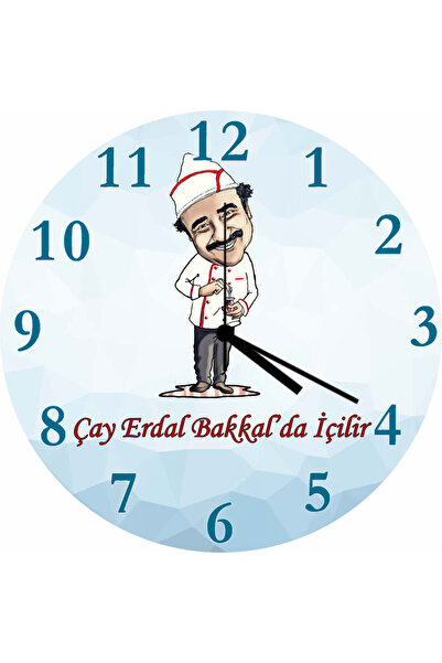 ART HEDİYE الشاي يشرب في Erdal Bakkal قطرها 30 سم ساعة حائط زجاجية حقيقية مائلة صامتة