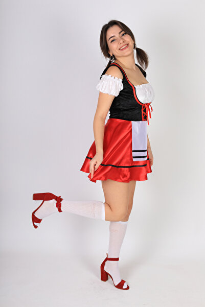 Annee Bakk Oktoberfest Yetişkin Kostümü Kırmızı