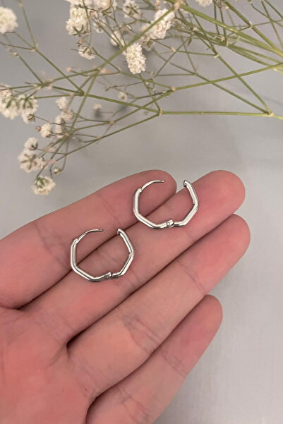 Jaida Moda Unisex Silver Geometric Shaped Steel Hoop Earrings