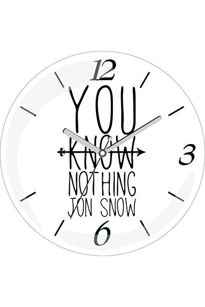 ART HEDİYE You Know Nothing Jon Snow Ceas de perete din sticlă reală cu diametrul de 30 cm, cu cupolă silențioasă
