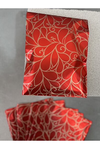 mey OFFICIAL Kırmızı renk desenli hediye paketi 17*25cm 10lu