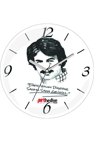 ART HEDİYE ساعة حائط زجاجية حقيقية من Ferdi Tafyur Sanma Sana Gelirim قطر 30 سم