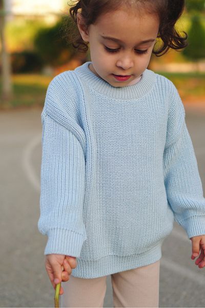 Vennusbaby 100% Cotton Crew Neck Kids Selanik Knitted Knitwear Sweater