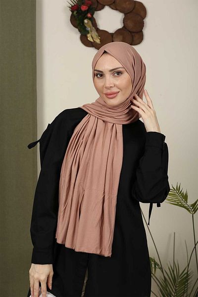 Trablus Hijab Women's Lycra Luxury Combed Shawl Mink