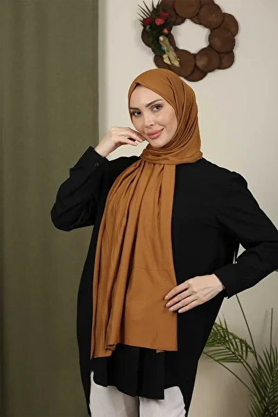 Trablus Hijab Women's Lycra Luxury Combed Shawl Camel