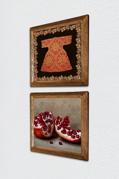 Pinecone Cardigan-I Sheriff, Pomegranate Stone Wall Painting Wooden Framed Wall Decor Set of 2 Painting Wall Art -W2-760-