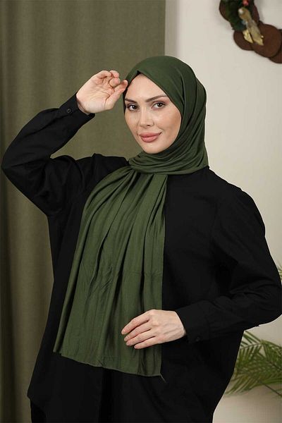 Trablus Hijab Women's Lycra Luxury Combed Shawl Khaki