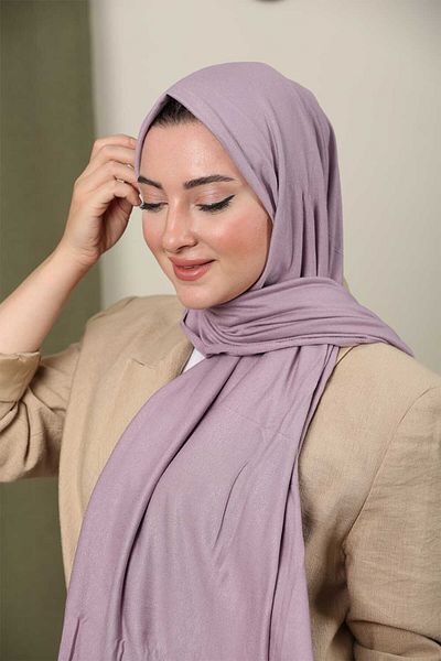 Trablus Hijab Women's Lycra Luxury Combed Shawl Lilac