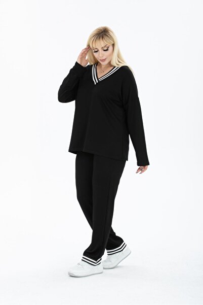 ZTO ДАМСКИ АНТУСИЛЕН КОСТЮМ С ГОЛЕМИ РАЗМЕРИ НА ЛЕНТИ С V-ОБРАЗНО ДЕКО