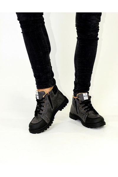 DÜNYA MAĞAZA Extrem Water Cold Proof Guaranteed Unisex Χειμερινές νέες γκρι μπότες με αντιολισθητική σόλα με φερμουάρ με γούνα στο εσωτερικό