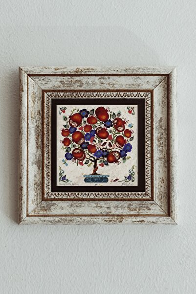 Enk Wall Art Tablou cu piatră înrămată cu motiv de pom de rodie, Decor de per...