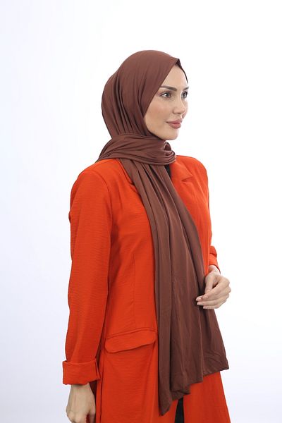 Trablus Hijab Women's Lycra Luxury Combed Shawl Chocolate
