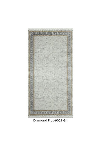 decoser DIAMOND PLUS-DH9021-GRI Kaymaz Tabanlı Modern Yıkanabilir Kilim Halı