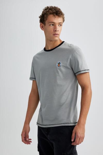 DeFacto Normál Fit Crew nyakú nyomott rövid ujjú póló B3807ax23hs