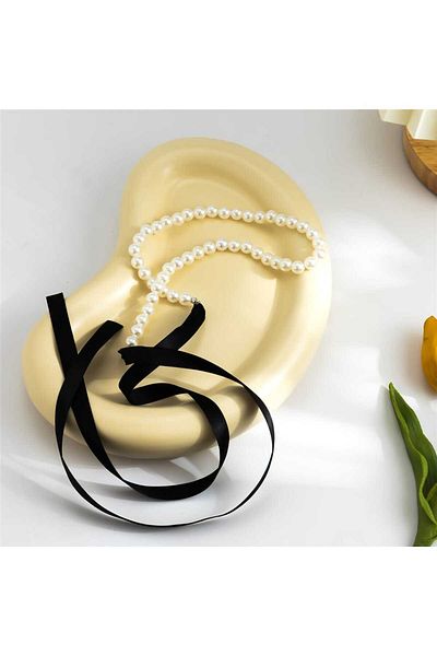 İPAR AKSESUAR RIBBON PEARL NECKLACE BRACELET SET