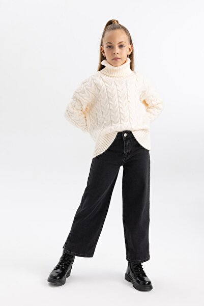 DeFacto Girl's Wide Leg Ripped Detailed Wide Leg Trousers