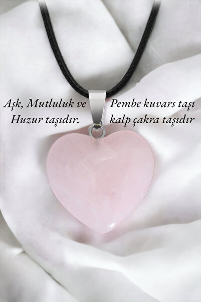NBS Beautiful Naturel Stones Aşk, Mutluluk ve Huzur Pembe Kuvars Doğal Taş Kolye