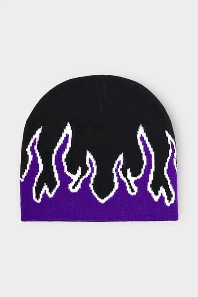 Gofeel Harajuku Black Purple Flame Beret Street