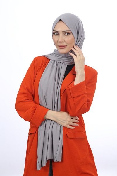 Trablus Hijab Women's Lycra Luxury Combed Shawl Light Gray