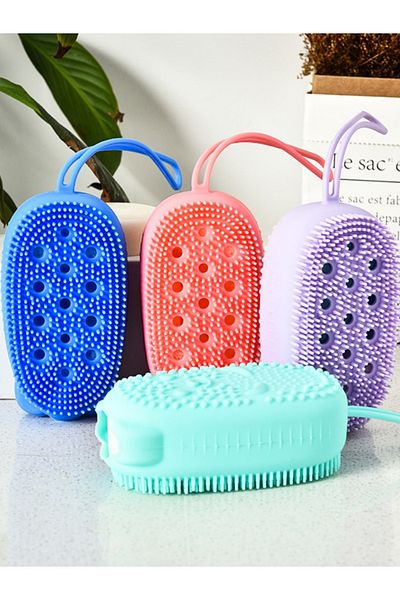 Canderel Double Sided Sponge Foamed Silicone Back Body Scrub Brush Shower Washcloth Bath Scrub