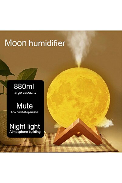 Jetcom Dekoratif Gezegen Hava Nemlendirici Yatak Odası Dekoru Gece Lambası Buhar Makinası Su Hazneli