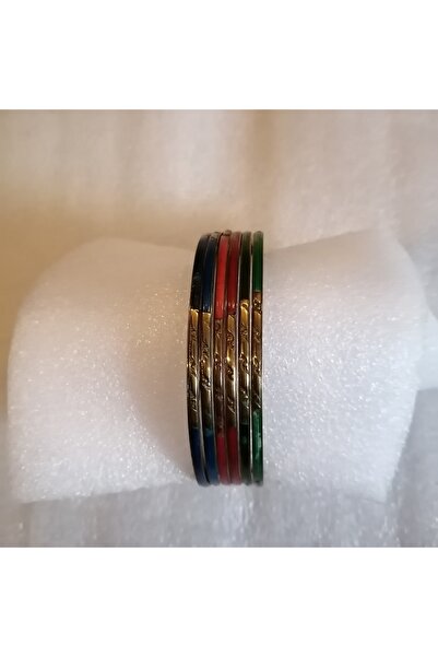 Butik Tülin Otantik El Yapımı Pirinç Çok Renkli Kemik Altılı Set Bilezik Hint Malı