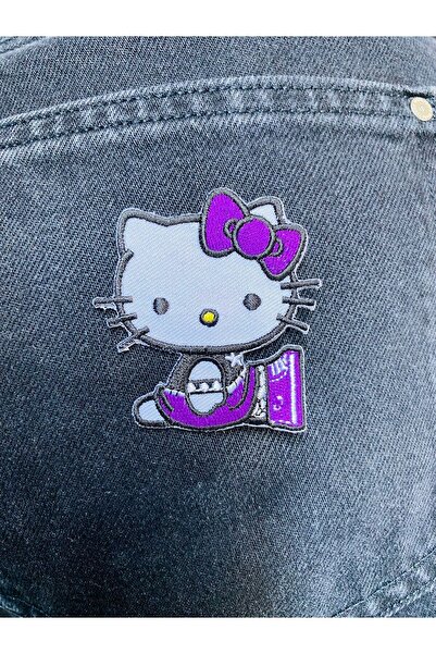 Hello Kitty Κεντημένο υφαντό συνδεμένο στιλβωμένο υλικό - Συνδεμένο υλικό - Επικάλυψη - Μωβ πόρπη (ΠΡΩΤΟΤΥΠΟ ΕΓΚΑΤΑΡΙΣΜΕΝΟ ΠΡΟΪΟΝ)