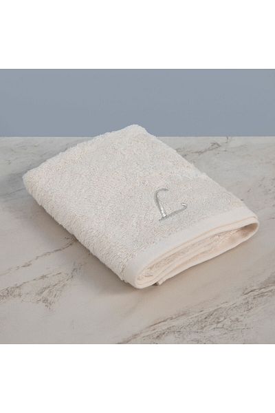 Chakra Solid Embroidered Face Towel 50x90 Cm Ecru