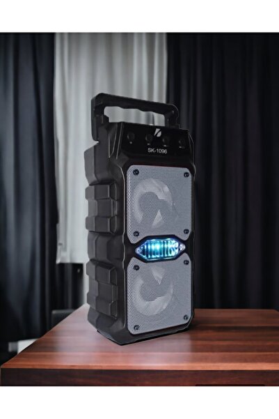 nevaport Parti Hoparlörü Bluetooth Hoparlör 3 Inç × 2 Ses Bombası Radyo-usb-tf Giriş Gri Renk