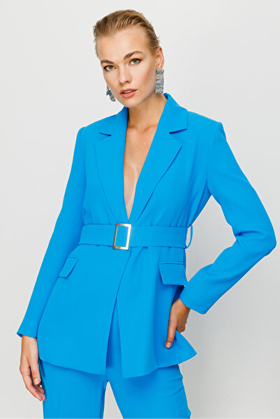 Nefeli Mavi Kemerli Ceket