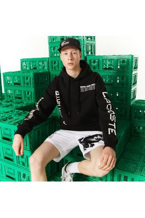Lacoste X Minecraft Erkek Relaxed Fit Kapu onlu Bask l Siyah Sweatshirt Fiyat Yorumlar Trendyol