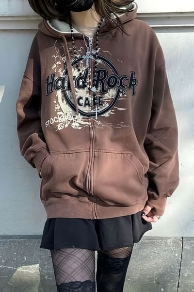 EFBUTİK Brown Hard Rock 3 Thread Raised Cardigan