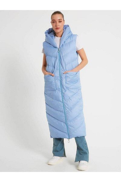 Kokoşum Butik 89622 Пухена жилетка с качулка, синя