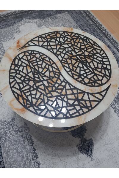 SEHARA Runner/yuvarlak Masa Ve Sehpa Örtü Seti/62cm (2 Parçalı) Yuvarlak/3 Adet 33cm Zigon Örtüsü/suni Deri
