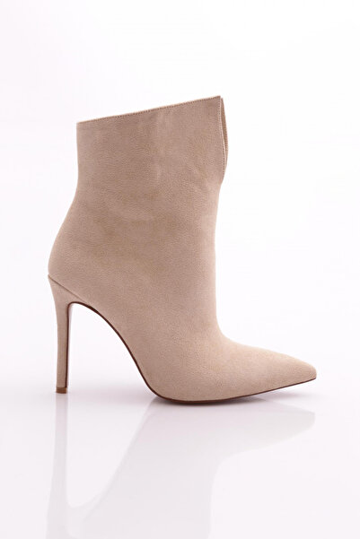 DGN Kadın Topuklu Bot Bej Süet 22473236