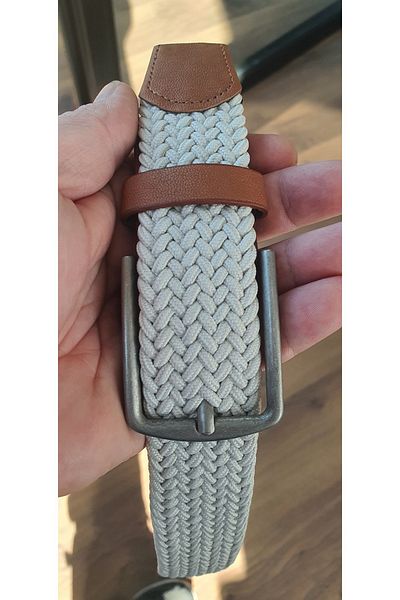 Arkem Curea sport pentru bărbați împletită de culoare bej elastic 3,5 cm.