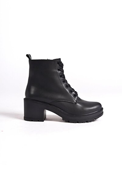 Modabuymus CalPos Black Lace Up Boots Thick Soled Boots