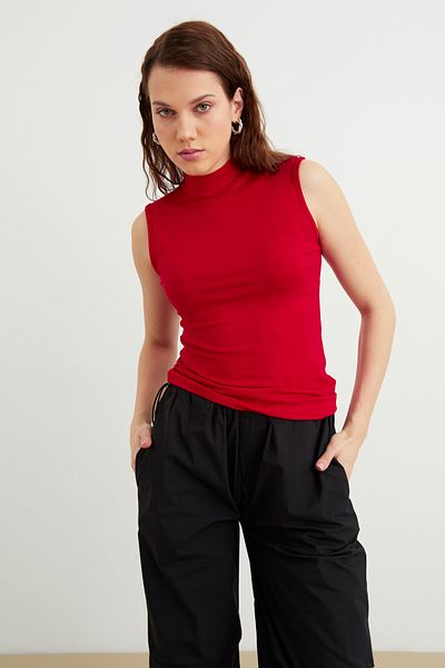 Yefrastore Women's Red Sleeveless Blouse