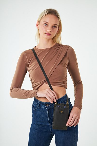 vagave Women's Leather Phone Bag with Shoulder Strap and Money and Card Compartment