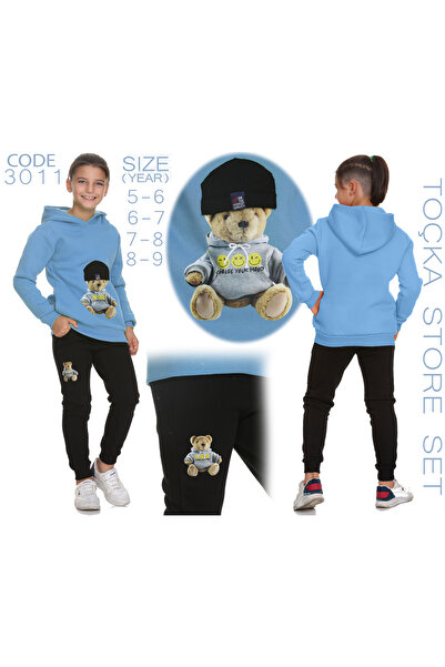 Toçka بدلة شتوية للأولاد بغطاء للرأس سميكة من الداخل من الصوف الناعم 3 خيط مطبوعة قبعة مزخرفة