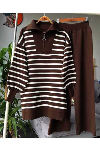 Zümrüt Зимен комплект трикотажен пуловер и панталон с хиджаб - 1611