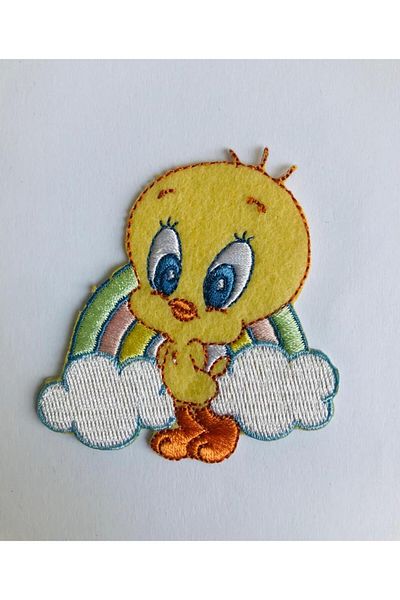 Looney Tunes Set de broderie țesută brodată - Patch - Patch - Set de fier pe triplu Tweety (cu licență)