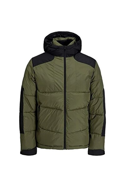 Jack & Jones 12239001 Jack & Jones Men's Puffer Coat - Olive Night/Black Blocking, Sn Model