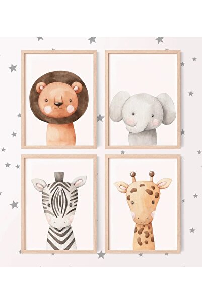 primero Safari Hayvan Tasarımlı Çocuk ve bebek Odası 20 x 30 cm ÇERÇEVE GÖRÜN...