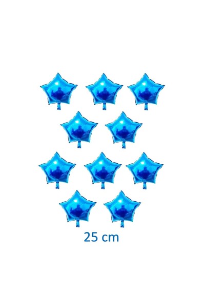 RÖNESANS PARTİ لون أزرق 10 بوصة 25 سم ستار فويل بالون 10 قطع