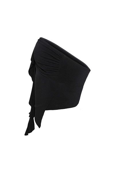 World Fashion Trends Μαύρο Crop με λεπτομέρεια στράπλες βολάν