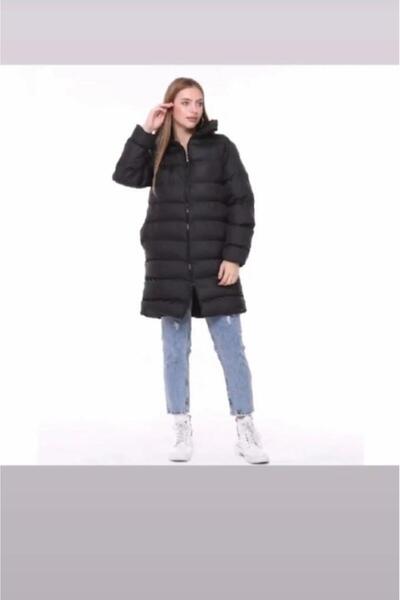 ESMİ Bayan Giyim μακρύ πουπουλένιο παλτό με μεγάλο γιακά