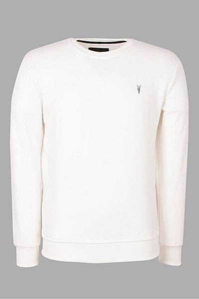 COMBİNE MİCHAİL Pánská mikina Ecru Color Basic Crew Neck