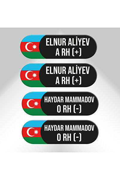 Redline Grafik Azerbaycan Bayrak Kan Grubu Kask Sticker Kişiye Özel Etiket Ya...